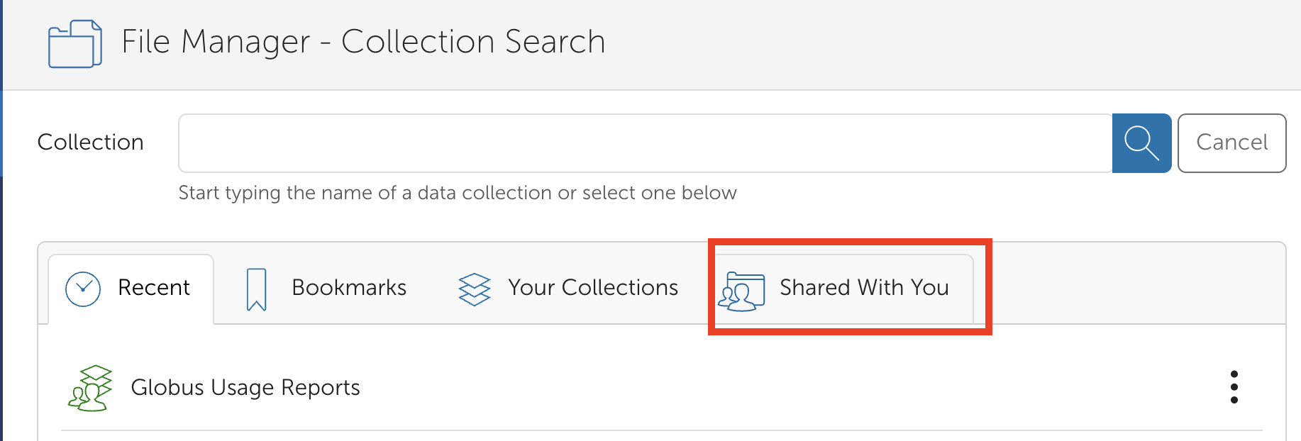 Find shared Guest collections by clicking on the "Shared with Me" tab.
