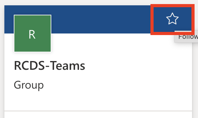 Click star to follow a SharePoint site