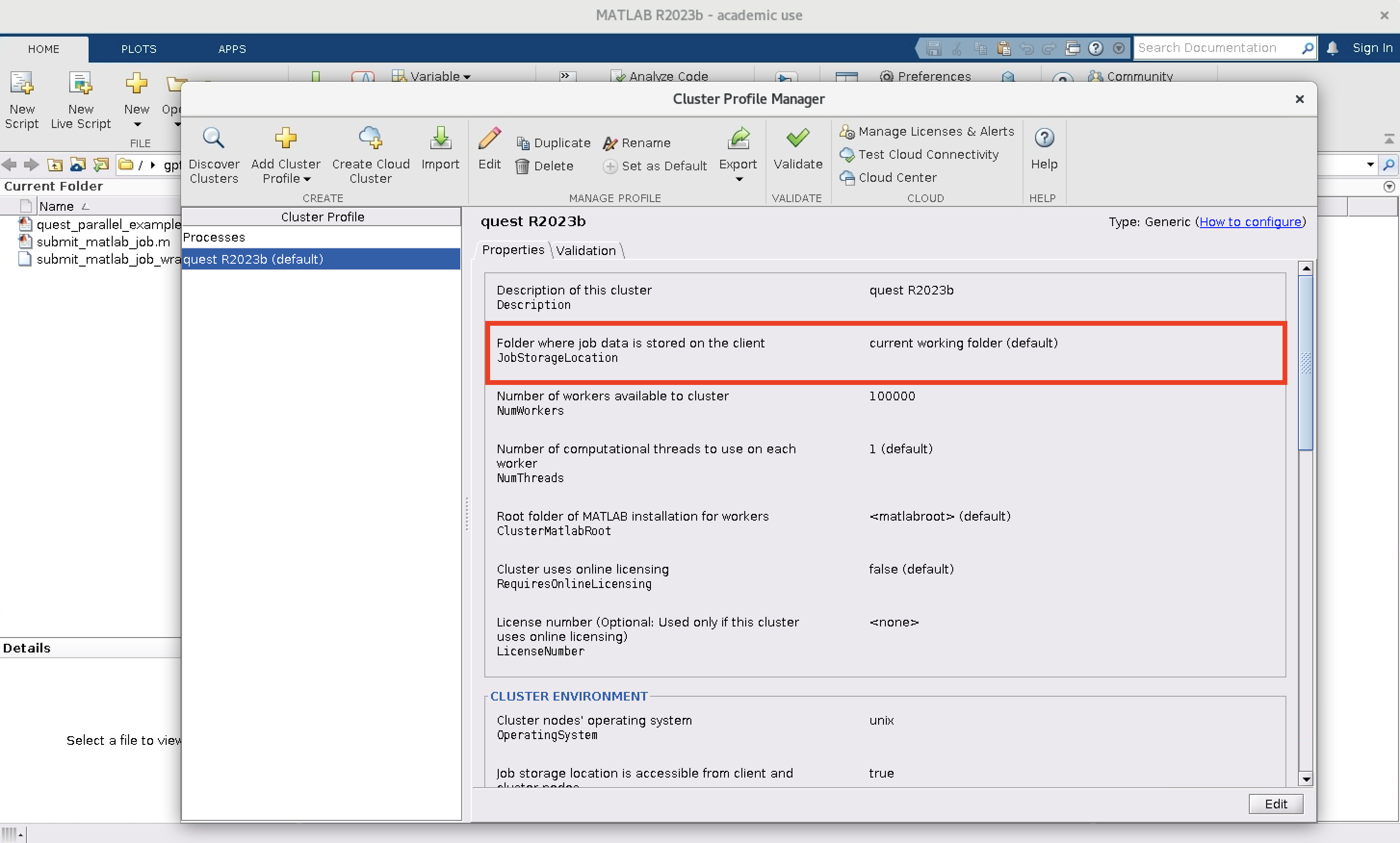 Change Job Storage Location