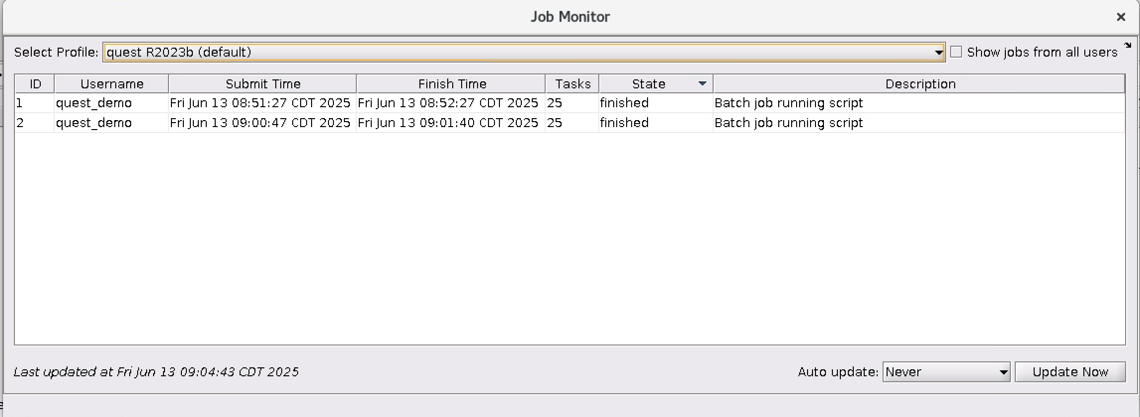 View Job Monitor