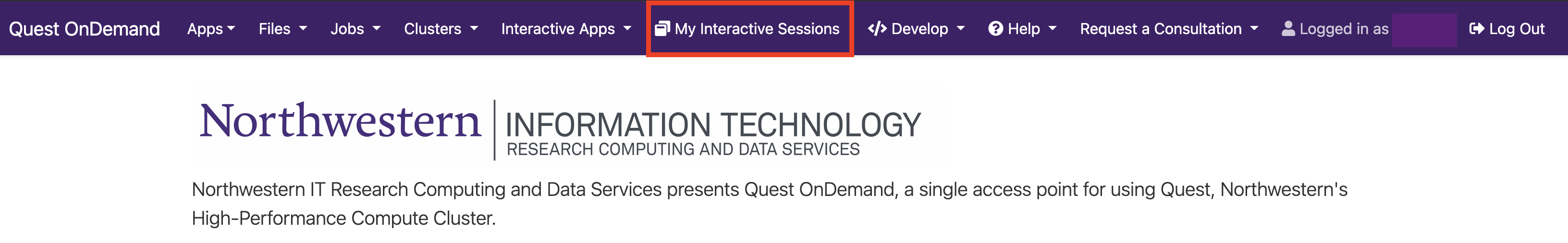 Navigating to Interactive App through My Interactive Sessions