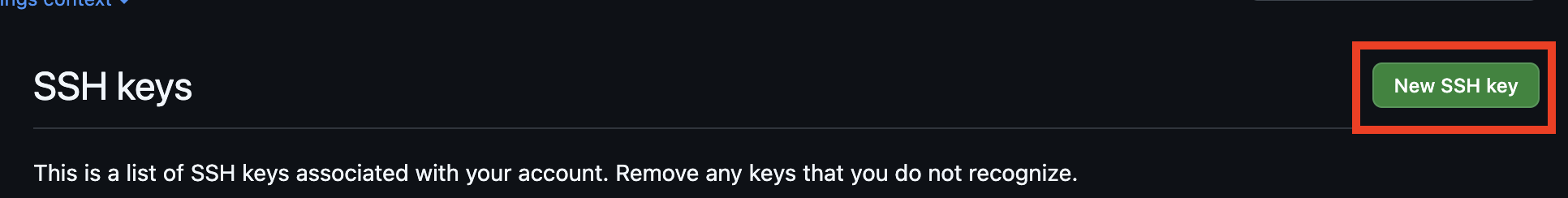 New SSH Key button