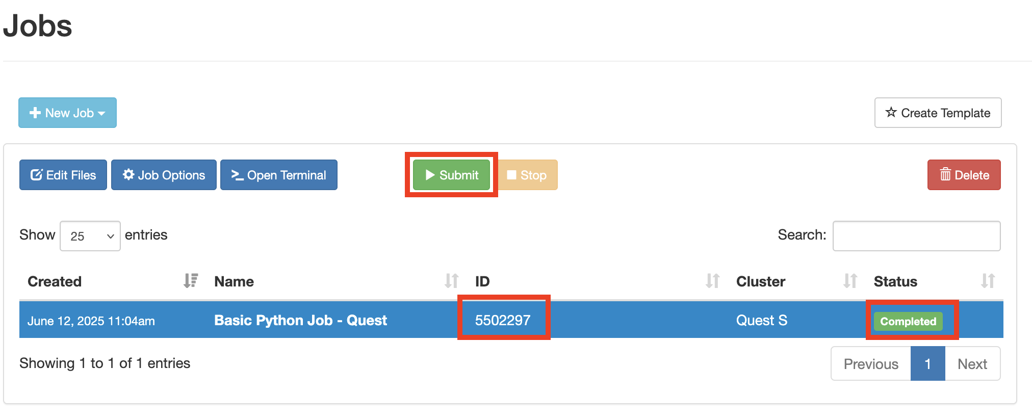 Quest OnDemand Job Composer From Template Basic Python Submit Job