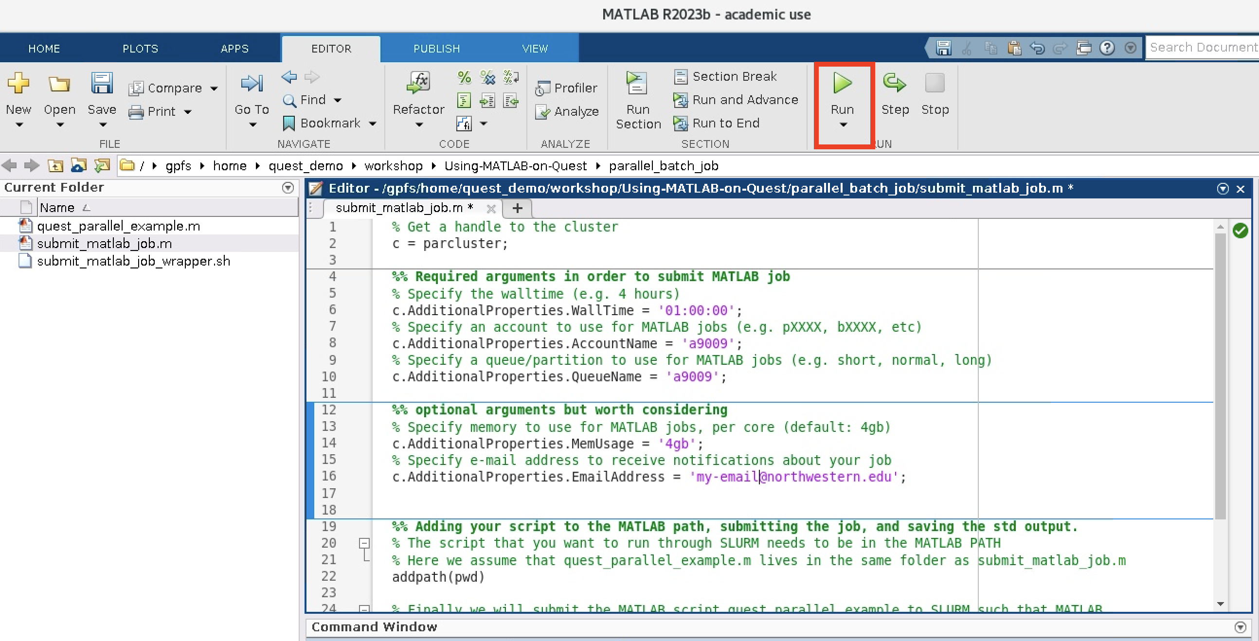 Run MATLAB Job Through the GUI